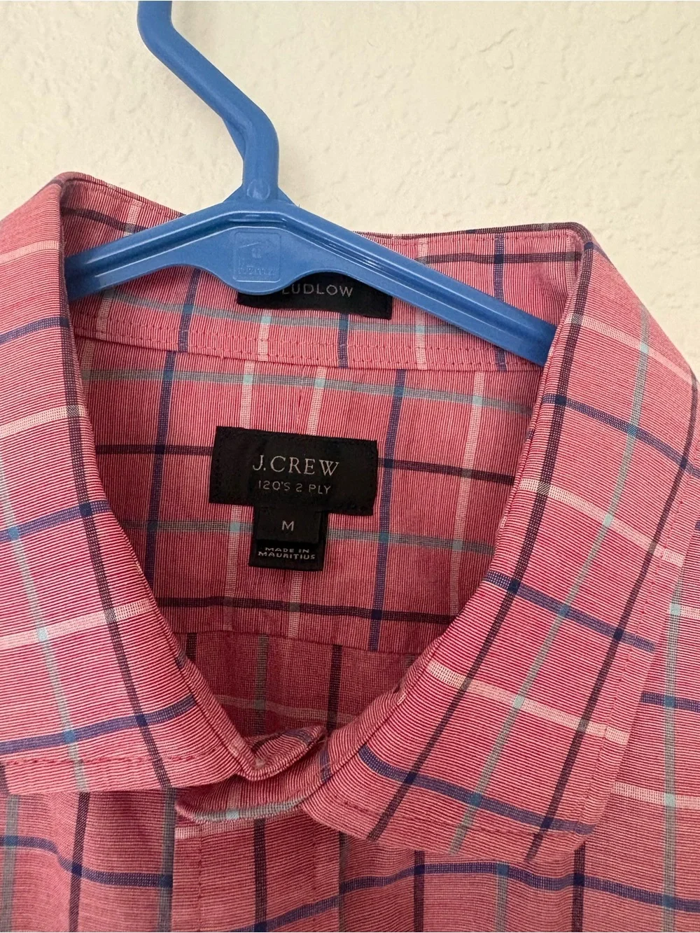 J. Crew Pink Plaid Windowpane Dress Shirt with Navy Checks